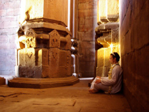 Meditating in Indian Temple