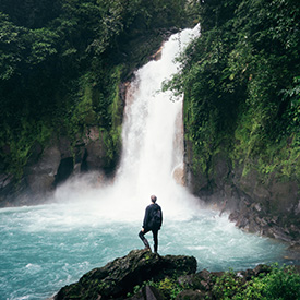 Man at costa rica waterfall