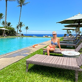 lyric enjoying the pool in hana