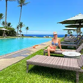 lyric enjoying the pool in hana