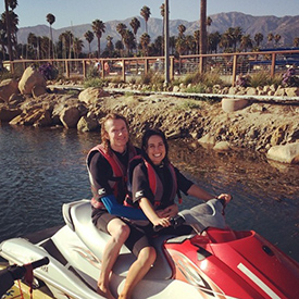 Asher and Lyric jet skiing in Santa Barbara, CA