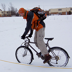 asher riding bike snow