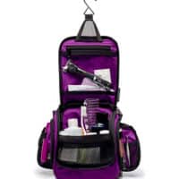 purple hanging toiletry bag