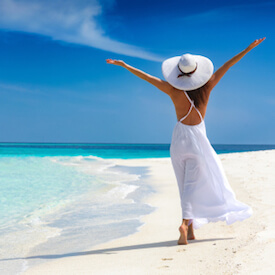 woman on beach in caribbean