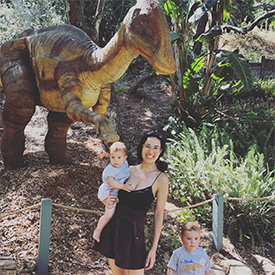 Kingsley and Aurora with dinosaurs