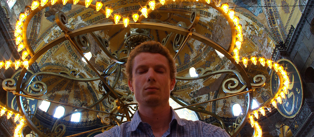 asher fergusson meditating hagia sophia in istanbul turkey