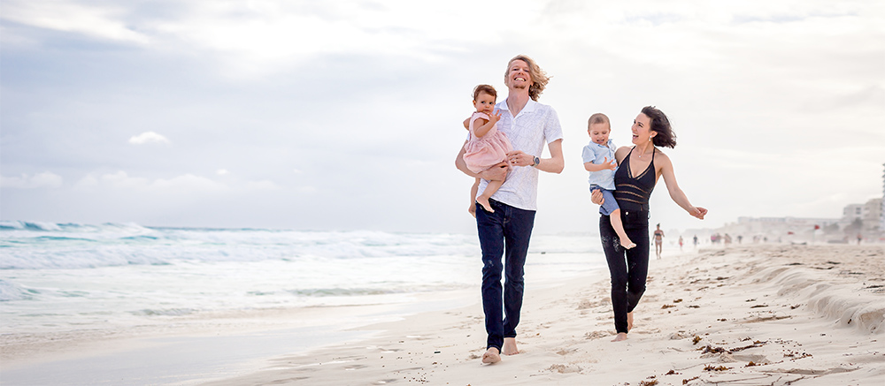 fergusson family at beach in cancun mexico