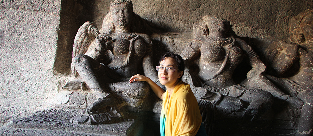 lyric fergusson at an ancient temple in india