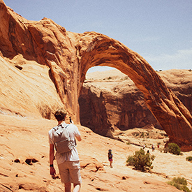 man walking at moab trail