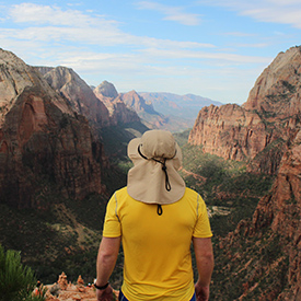 Man looking at view in Zion national park