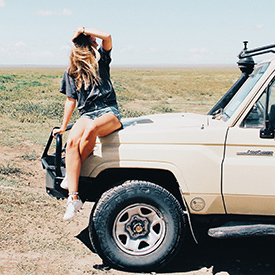 Woman on a Safari Jeep