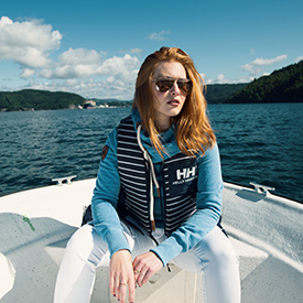 Woman on boat in Norway