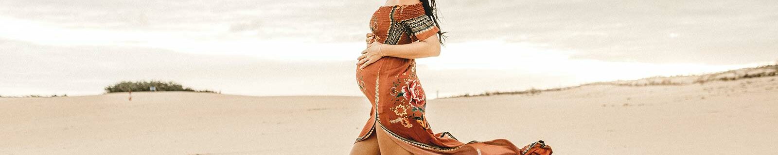 Pregnant woman in the desert