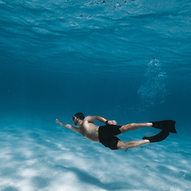 Guy snorkeling in the Virgin Islands