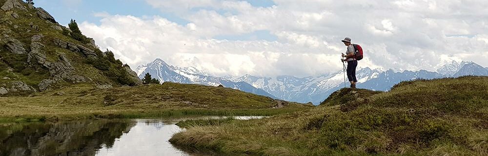 Hiking near lake