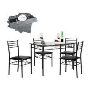 VECELO Dining Table Chairs Black