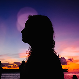 Woman at sunset in key west