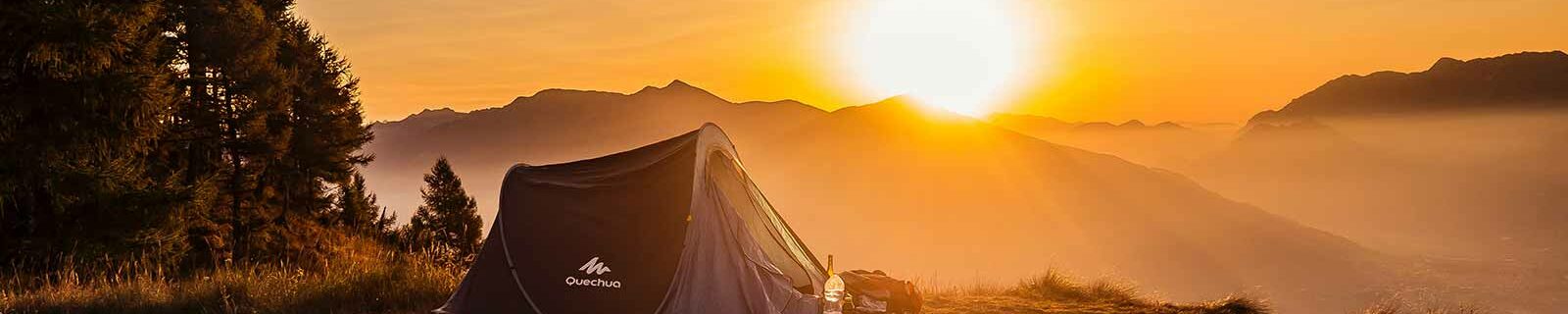 camping tent with sunrise