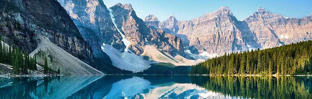 Canadian mountains reflected in a lake