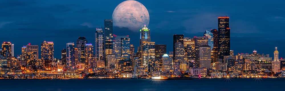 Seattle skyline at night