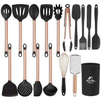 Silicone Cooking Kitchen Utensils Set with Stainless Steel Handle