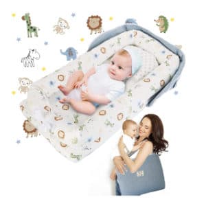 Pauwer Baby Nest Sleeper Baby Lounger Breathable Cotton Ultra Soft Baby Nest Bed Reversible Infant Bassinet Bed Portable Crib Lounger Newborn Snuggle Lounger for Travel and Co-Sleeping 