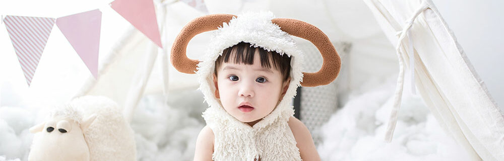 Baby dressed up as an anima