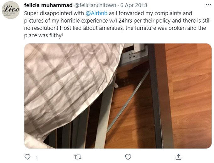 Airbnb Missing, Broken, Unsafe Furniture