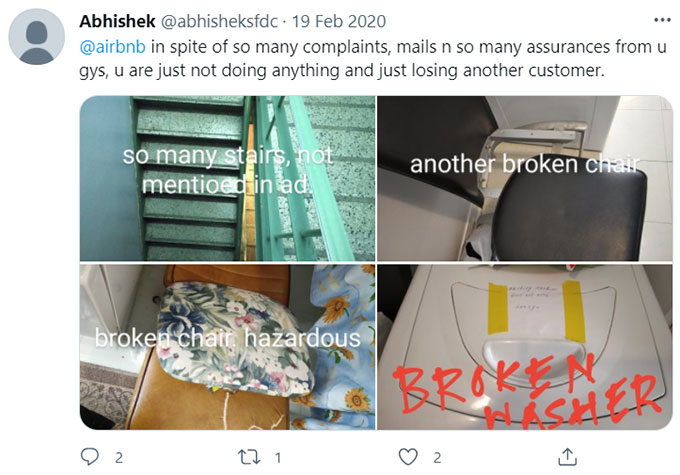 Airbnb Missing, Broken, Unsafe Furniture