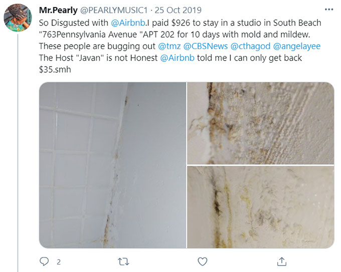 Airbnb Unsanitary Condition Mold Mildew Green Pool