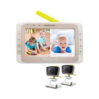 Moonybaby 4.3" SPLIT SCREEN video baby monitor w/ one REMOTE ROTATE CAMERA 