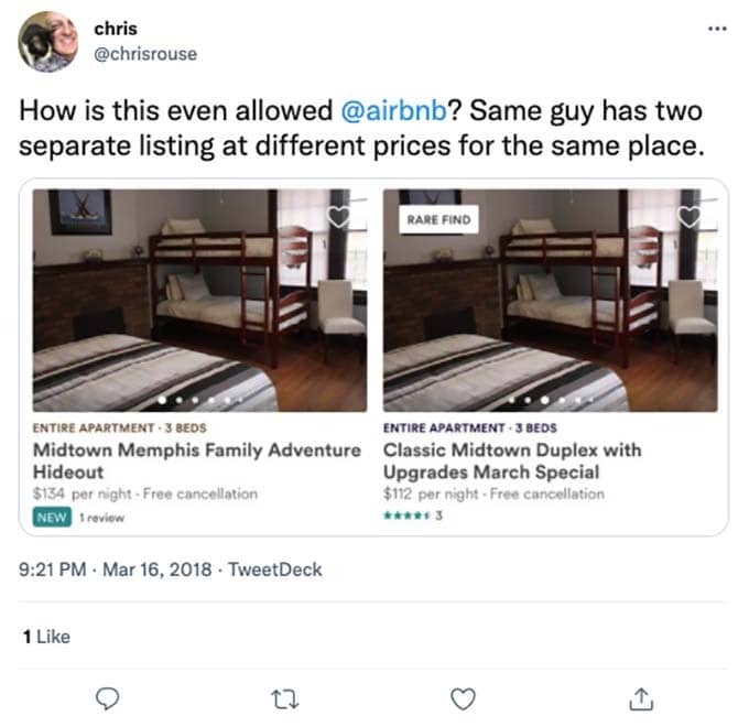 multiple listings at airbnb