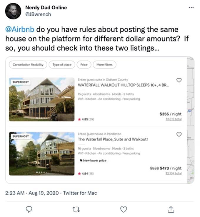 multiple listings at airbnb