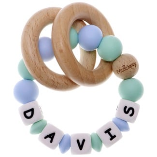 Munchewy Personalized Name Baby Rattle Teether Ring
