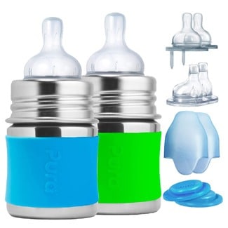 Pura Store Stainless Steel Starter Gift Set With Two 5 Oz. Infant Bottles And Accessories