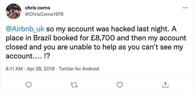 airbnb account hacked for £8,700