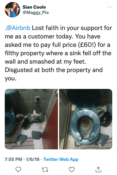 broken toilet at airbnb