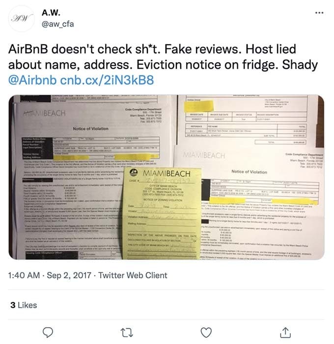 fake airbnb review