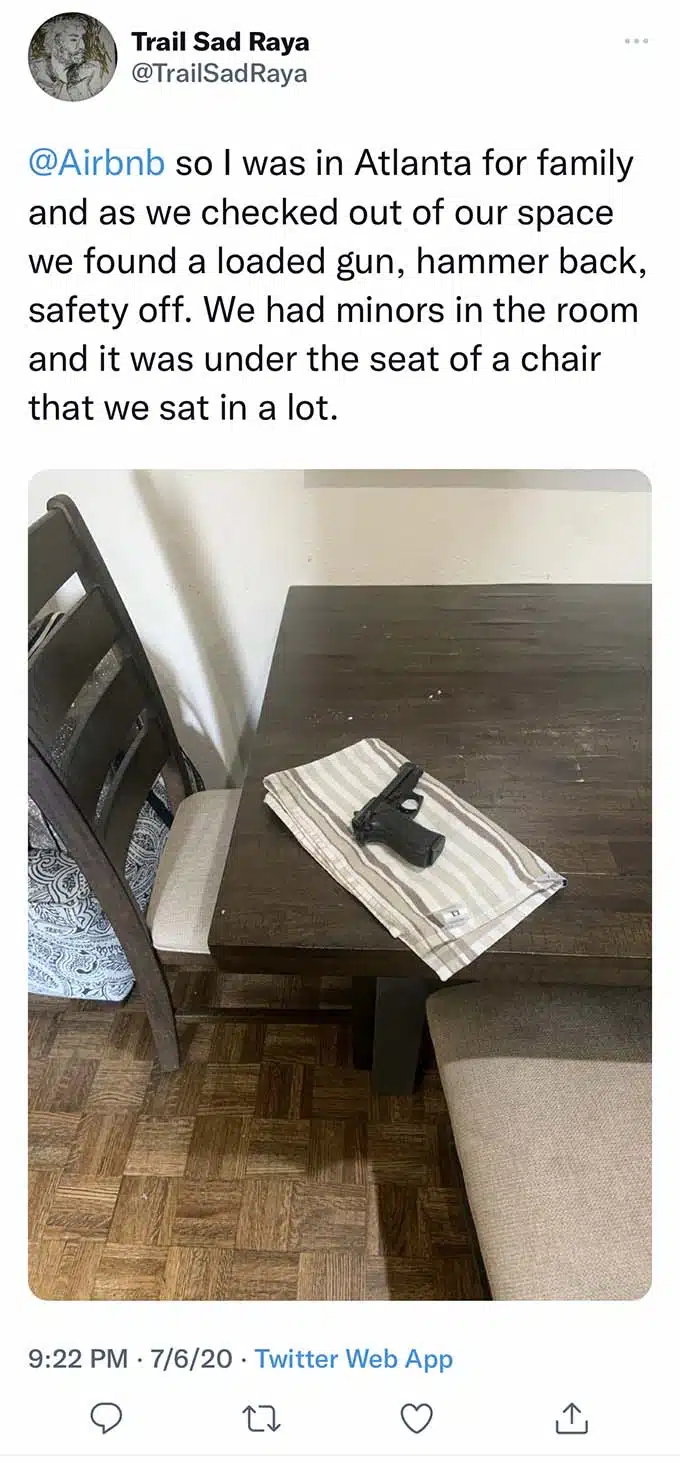 gun at an airbnb