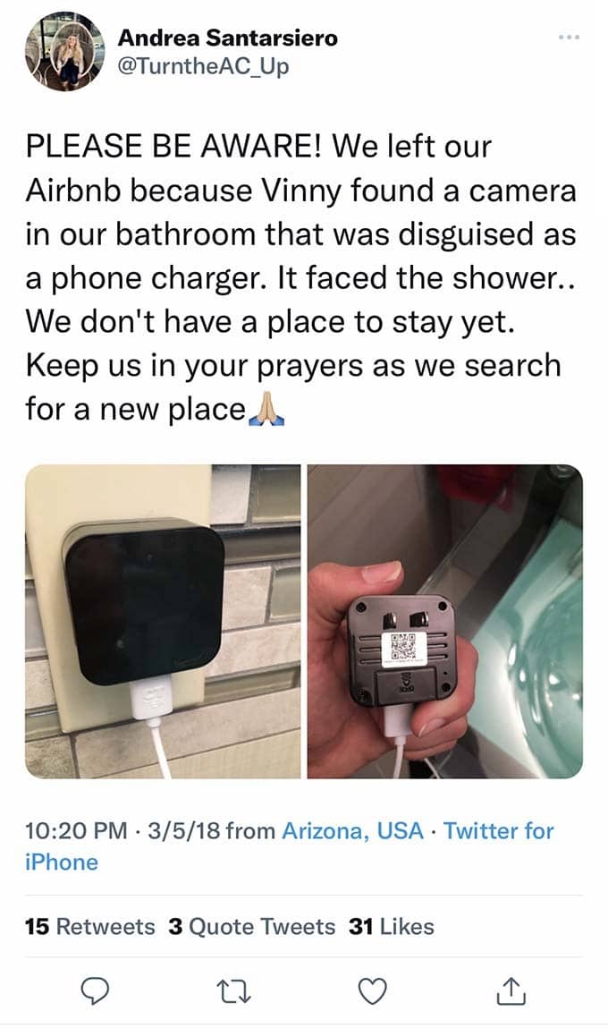 hidden camera in airbnb bathroom