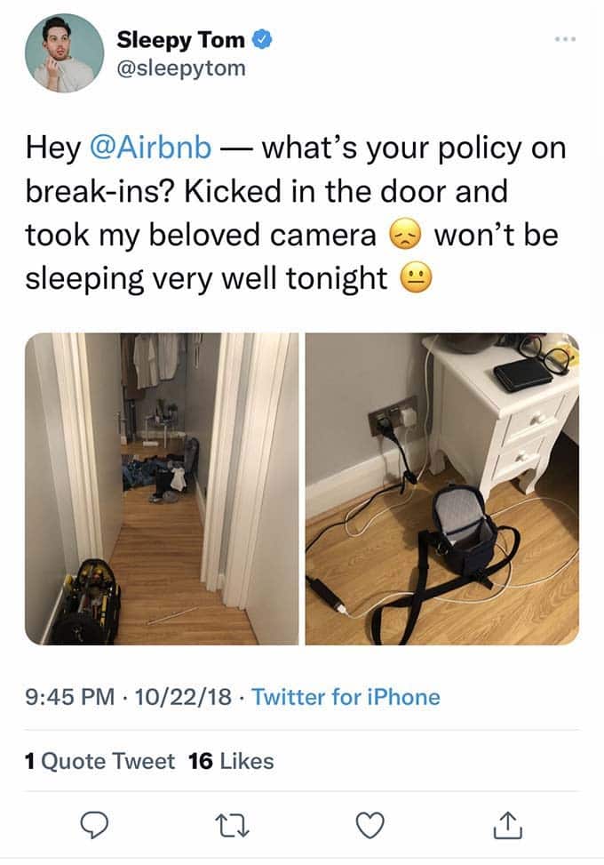 breaking and entering at airbnb