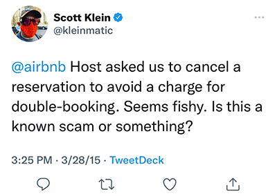 airbnb cancellation scam