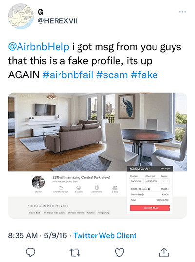 fake airbnb listing