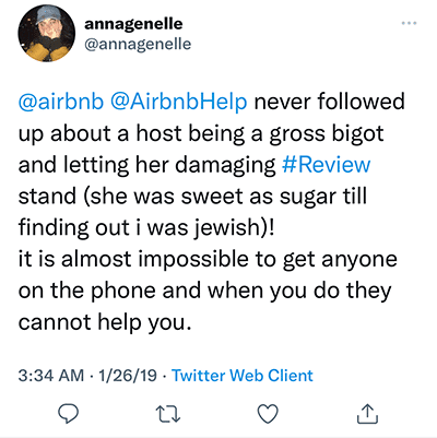 jewish religious discrimination at airbnb