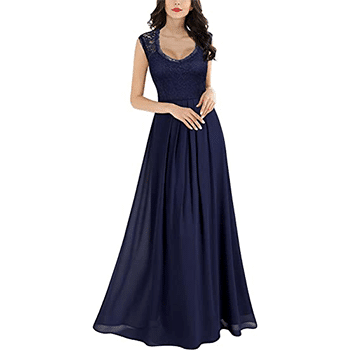 Miusol Deep V-Neck Sleeveless Vintage Maxi Dress