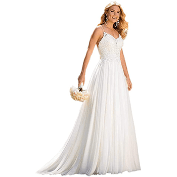 ball gown beach wedding