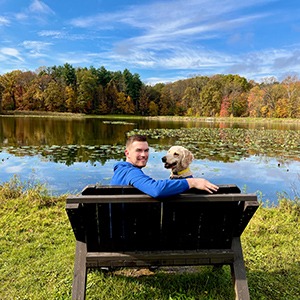 Enjoying scenery with dog in ohio