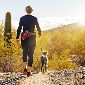 Walking the dog in Arizona desert