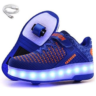 Ehauuo Unisex Kids LED Light up Retractable Roller Skate Sneaker Flashing Wheel Shoes for Girls Boys