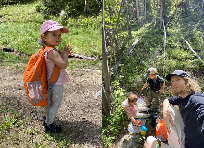 Field-testing a travel backpack in Santa Fe, New Mexico.